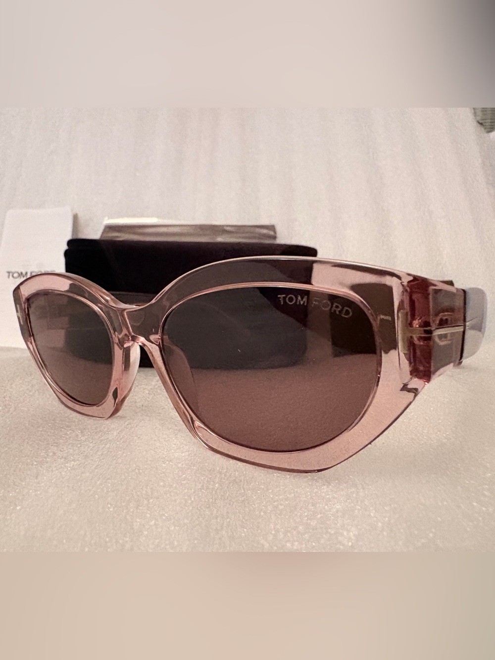 Tom Ford Penny TF1086 72E Pink Crystal Oversized Sunglasses NWOT Full Set Italy